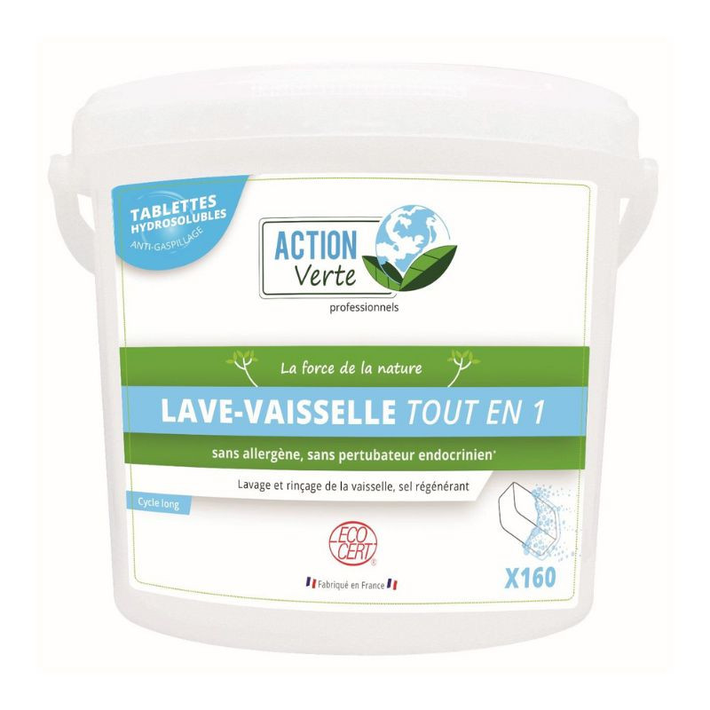 Tablettes pour Lave-Vaisselle Tout en 1 Cycle Long - 160 Tablettes de 20g | Action Verte Tablettes pour Lave-Vaisselle Tout en 1 Cycle Long - 160 Tablettes de 20g | Action Verte