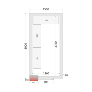 Neigiama šaldymo kamera TEFCOLD - 1500x3000 | Optimali izoliacija, praktiškumas ir kokybė.