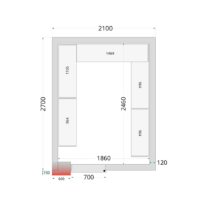 Chambre Froide Négative TEFCOLD - Matmenys 2100x2700mm | Profesionalus Sandėliavimas