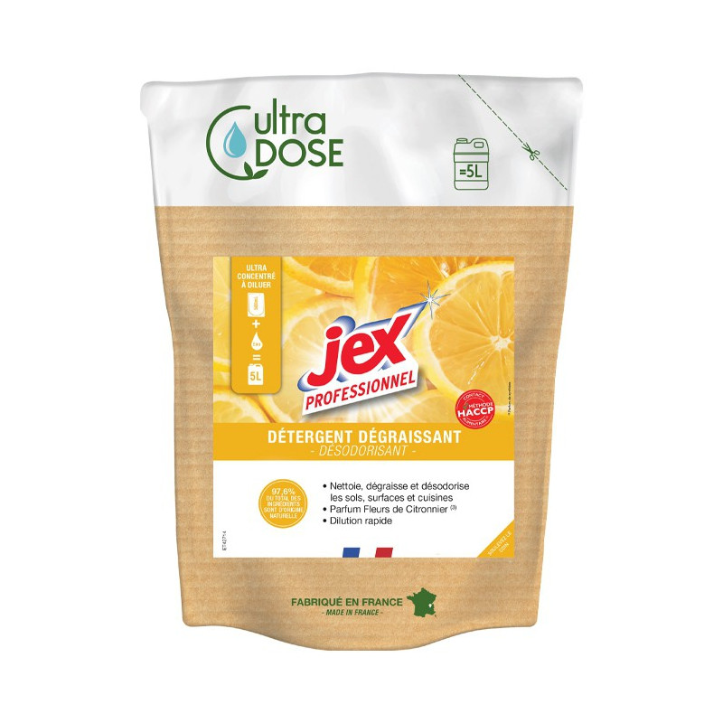 Détergent désinfectant ultra dose 5 L - Fleurs de Citronnier Jex : Hygiène optimale & parfum durable Détergent désinfectant ultra dose 5 L - Fleurs de Citronnier Jex : Hygiène optimale & parfum durable