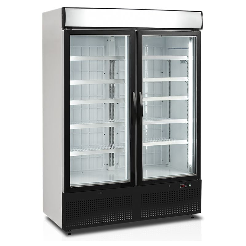 Vitrina Šaldiklis Vertikalus Baltas - 2 Stiklinės Durys - 930 L TEFCOLD | Fourniresto