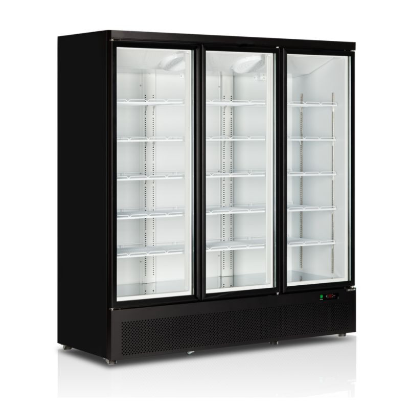 Juodas šaldiklio vitrinas - 3 stiklinės durys - 1090 L | TEFCOLD Atom Maxi Juodas šaldiklio vitrinas - 3 stiklinės durys - 1090 L | TEFCOLD Atom Maxi