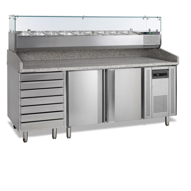 Pizza Cabinet GN 1/3 and GN 1/6 - 2 Doors and 7 Drawers | TEFCOLD Pizza Cabinet GN 1/3 and GN 1/6 - 2 Doors and 7 Drawers | TEFCOLD