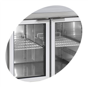 Teigiamas šaldomas stalas iš nerūdijančio plieno - 2 stiklinės durys - GN 1/1 | TEFCOLD