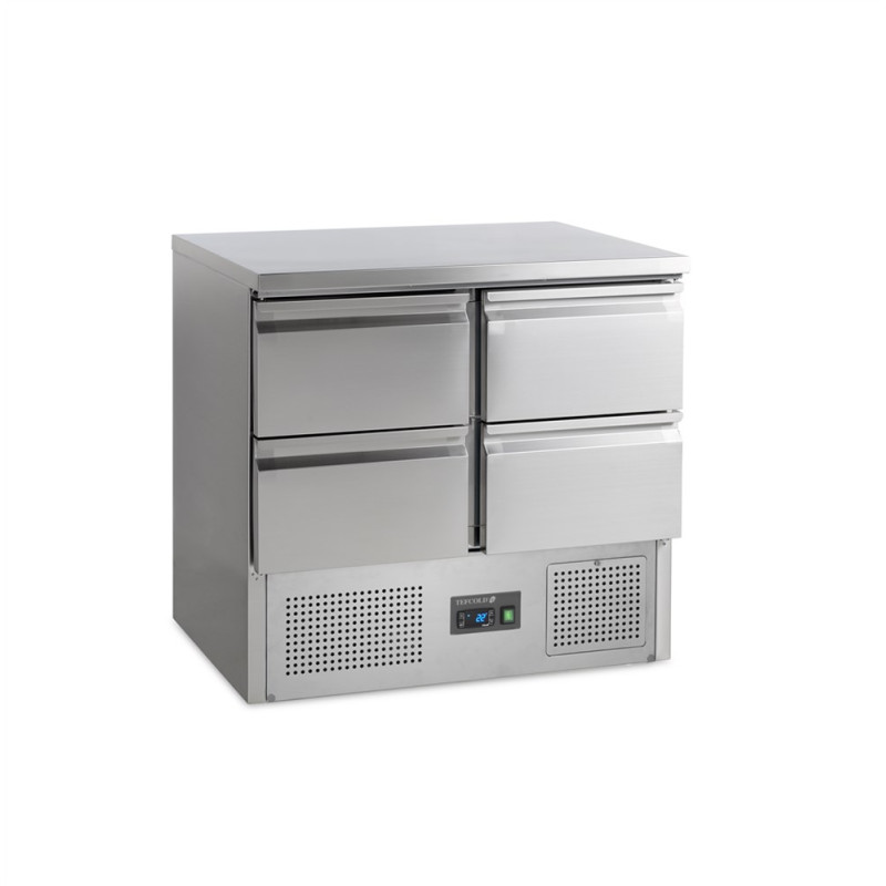 Positive Refrigerated Saladette GN 1/1 in Stainless Steel - 4 Drawers - 230 L | TEFCOLD Positive Refrigerated Saladette GN 1/1 in Stainless Steel - 4 Drawers - 230 L | TEFCOLD