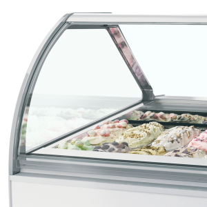 Vitrine su ventiliuojamu stiklu, išgaubta priekinė dalis - 18 x 5 L - TEFCOLD Millenium LX18: Įspūdingas jūsų profesionalių ledų