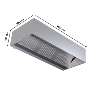 Kubinis 900 LED kaminas be variklio Dynasteel - ilgis 1600 ir nerūdijantis plienas AISI 304