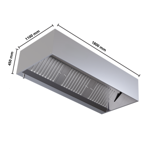 Kubinis 1100 kubinių metrų ištraukimo ventiliatorius su LED apšvietimu - Dynasteel - 1800 mm