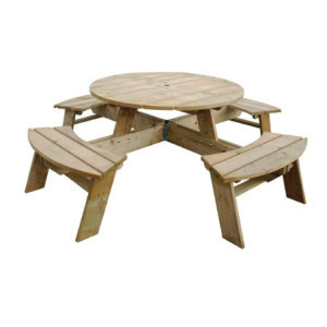 Apvalus medinis pikniko stalas 2000mm Rowlinson: Tvirtas ir elegantiškas