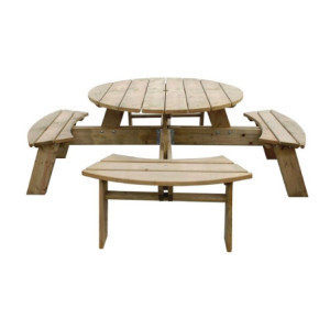 Apvalus medinis pikniko stalas 2000mm Rowlinson: Tvirtas ir elegantiškas