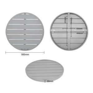 Apskritas šviesiai pilkas aliuminio stalo stalviršis 580 mm Bolero - modernus stilius