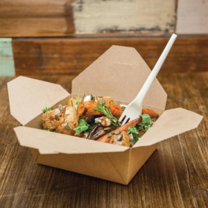Maisto dėžutės iš kompostuojamo kartono Nr. 3, 1800 ml - 180 vnt. - Vegware - Ekologiškos ir patogios!