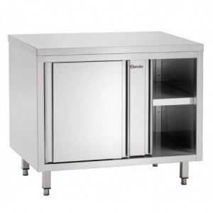 Stainless Steel Furniture with Sliding Doors and Shelf - L 1000 mm - Refurbished