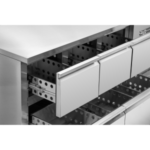 Teigiamai šaldomas stalas - 6 stalčiai - Dynasteel