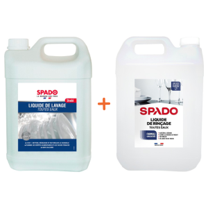 Pack Liquide de Lavage et de Rinçage Eau Dure pour Lave-Vaisselle - SPADO