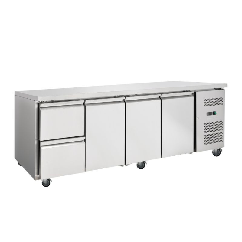 Positive Refrigerated Table - 3 Doors and 2 Drawers - Dynasteel Positive Refrigerated Table - 3 Doors and 2 Drawers - Dynasteel