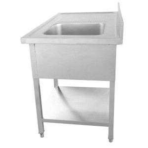 Plienas su indaplovės anga, sienele ir lentyna - 1200 x 700 - Lašėjimo padėklas kairėje - Dynasteel