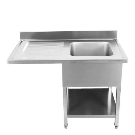 Plautuvė su indaplovės anga, sienele ir lentyna - 1200 x 700 - Lašėjimo padėklas kairėje - Dynasteel