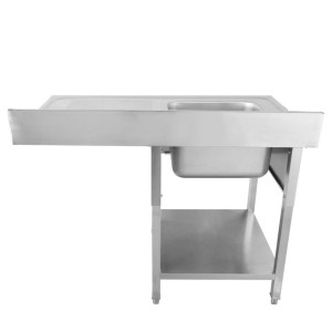 Plautuvė su indaplove, sienele ir lentyna - 1200 x 700 - Lašėjimo padėklas dešinėje - Dynasteel