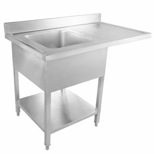 Plautuvė su indaplove, sienele ir lentyna - 1200 x 600 - Lašėjimo padėklas dešinėje - Dynasteel