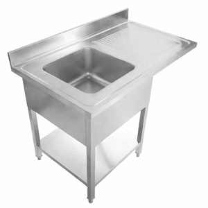 Plautuvė su indaplove, sienele ir lentyna - 1200 x 600 - Lašėjimo padėklas dešinėje - Dynasteel