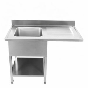 Plautuvė su indaplove, sienele ir lentyna - 1200 x 600 - Lašėjimo padėklas dešinėje - Dynasteel