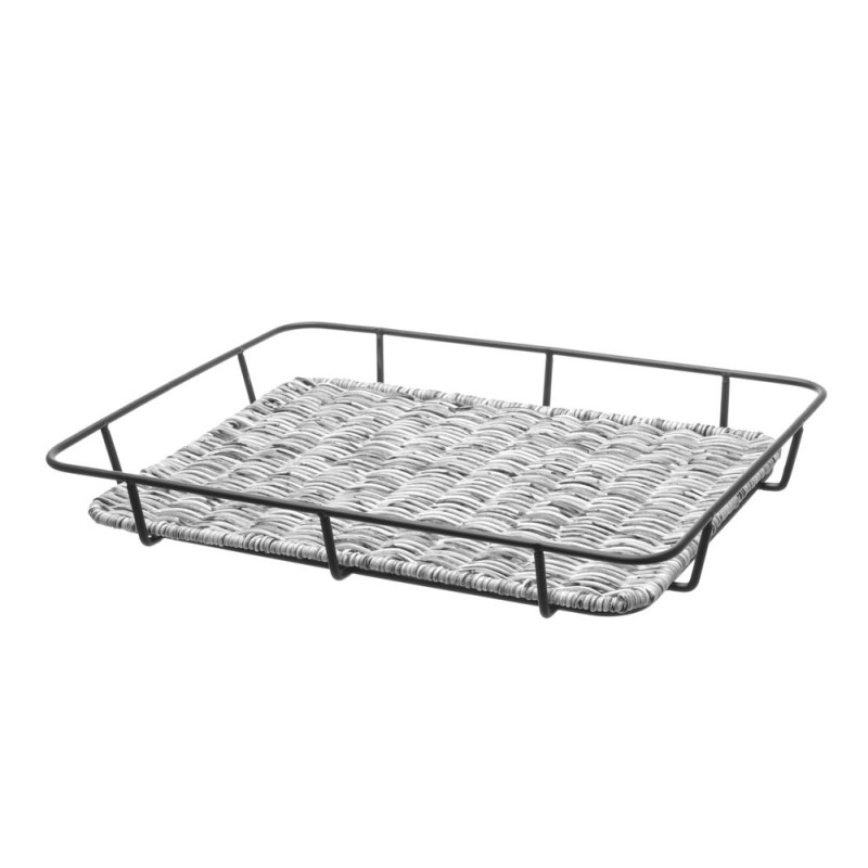 Corbeille à Pain avec Bord en Inox Grise - 400 x 300 mm Corbeille à Pain avec Bord en Inox Grise - 400 x 300 mm