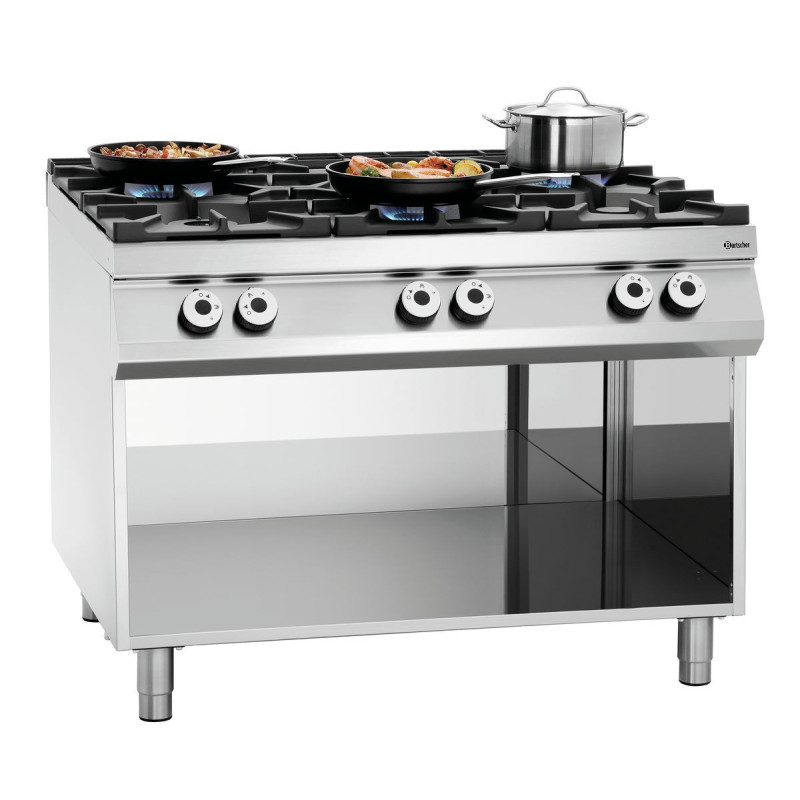 6-burner range series 900 - Open base by the brand Bartscher 6-burner range series 900 - Open base by the brand Bartscher