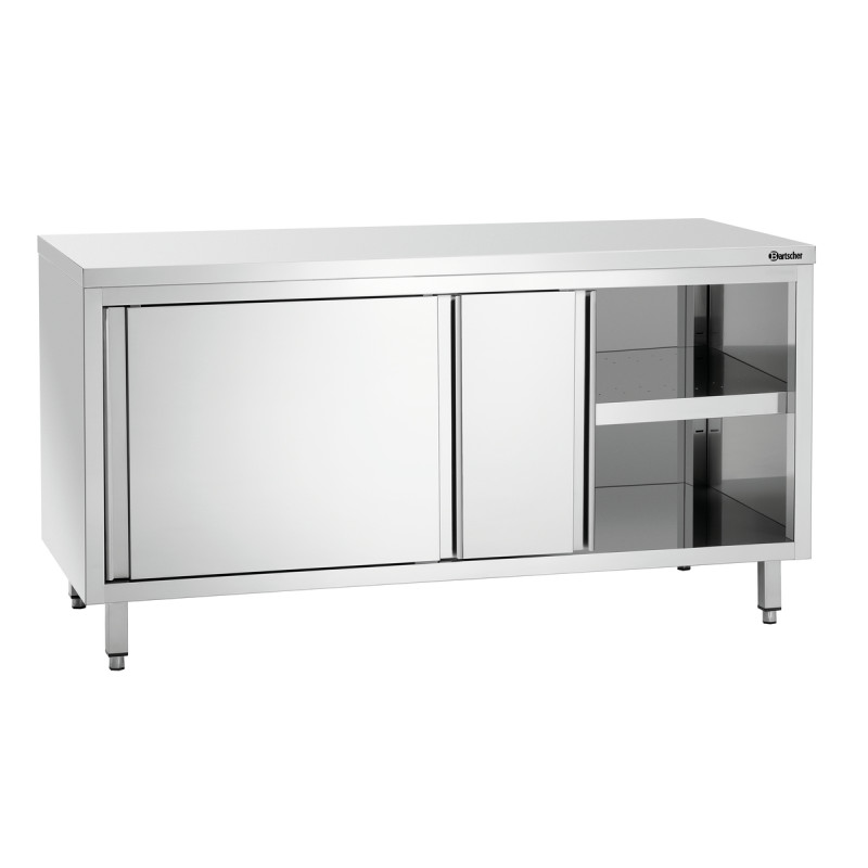 Meuble en Inox avec Portes Coulissantes et Etagère - L 1600 mm Meuble en Inox avec Portes Coulissantes et Etagère - L 1600 mm