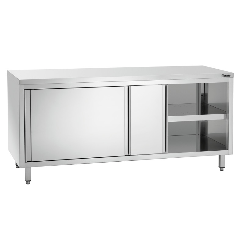 Stainless Steel Cabinet with Sliding Doors and Shelf - L 1800 mm Stainless Steel Cabinet with Sliding Doors and Shelf - L 1800 mm