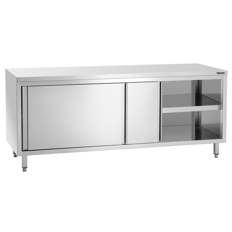 Meuble en Inox avec Portes Coulissantes et Etagère - L 2000 mm Meuble en Inox avec Portes Coulissantes et Etagère - L 2000 mm