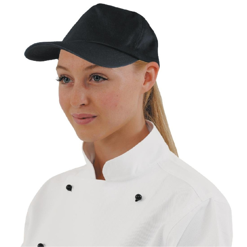 Casquette Baseball Noire Avec Sangle Réglable - Taille Unique - Whites Chefs Clothing - Fourniresto Casquette Baseball Noire Avec Sangle Réglable - Taille Unique - Whites Chefs Clothing - Fourniresto