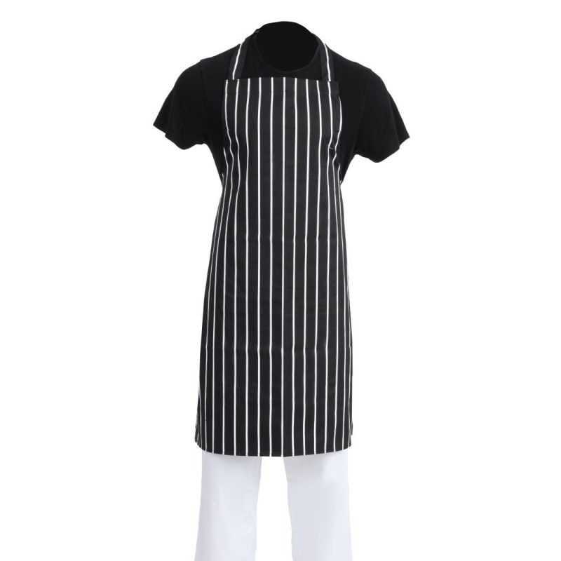 Tablier De Cuisine Rayé Noir Et Blanc 760 X 970 Mm - Whites Chefs Clothing - Fourniresto Tablier De Cuisine Rayé Noir Et Blanc 760 X 970 Mm - Whites Chefs Clothing - Fourniresto
