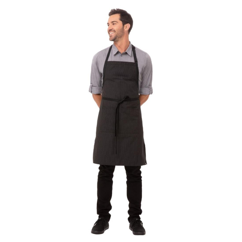 Bib Apron with Fine Stripes 610 x 850 mm - Chef Works - Fourniresto Bib Apron with Fine Stripes 610 x 850 mm - Chef Works - Fourniresto