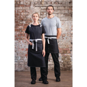 Padavėjo trumpas juodas džinsinis prijuostėlis Southside 400 x 760 mm - Whites Chefs Clothing - Fourniresto