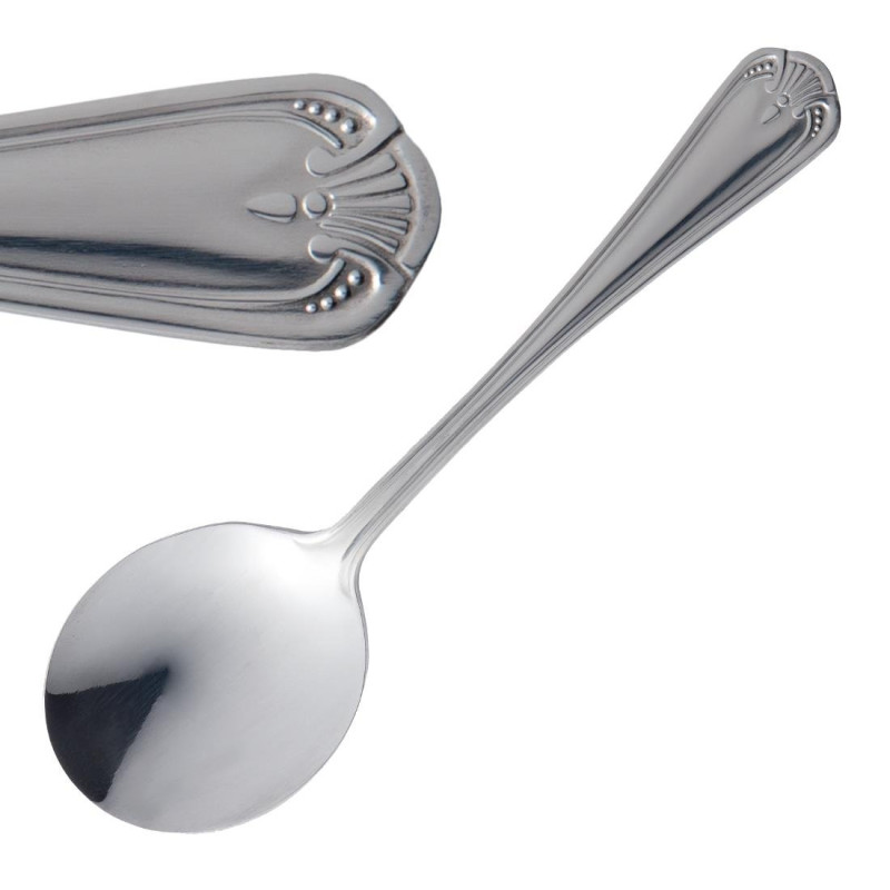 Round Jesmond Stainless Steel Soup Spoon - Set of 12 - Olympia - Fourniresto Round Jesmond Stainless Steel Soup Spoon - Set of 12 - Olympia - Fourniresto
