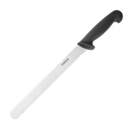 Peiliu su dantytu pjūklu, juoda ašmenis 25,5 cm - Hygiplas - Fourniresto