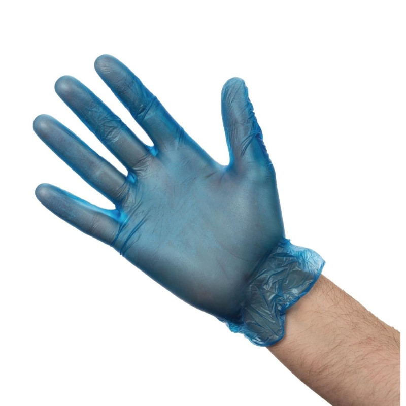 Food Gloves in Powdered Blue Vinyl Size M - Pack of 100 - Vogue - Fourniresto Food Gloves in Powdered Blue Vinyl Size M - Pack of 100 - Vogue - Fourniresto