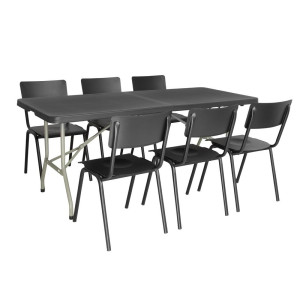 Lankstus juodas stalas, 180 cm ilgio, centriniame - Bolero - Fourniresto