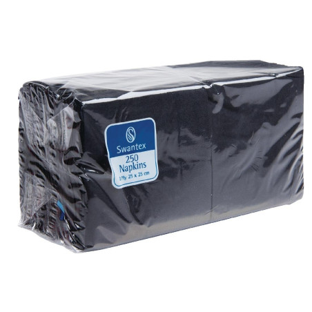 Kokteilių servetėlės juodos 2 sluoksniai 250 x 250 mm - 2000 vnt. rinkinys - FourniResto - Fourniresto