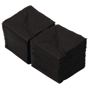 Kokteilių servetėlės juodos 2 sluoksniai 250 x 250 mm - 2000 vnt. rinkinys - FourniResto - Fourniresto