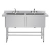 Dvigubas gilus praustuvas su atlošu 2 x 100 l 1410 x 600 mm - Vogue - Fourniresto