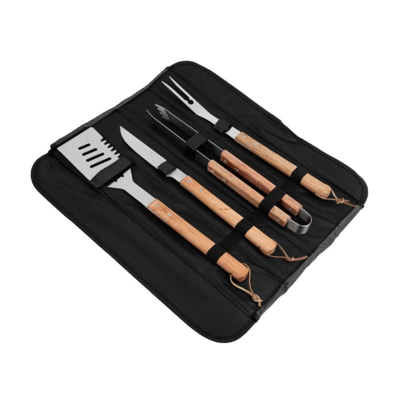 Kit Barbecue en Inox et Bois 4 Ustensiles - DEGLON - Fourniresto Kit Barbecue en Inox et Bois 4 Ustensiles - DEGLON - Fourniresto