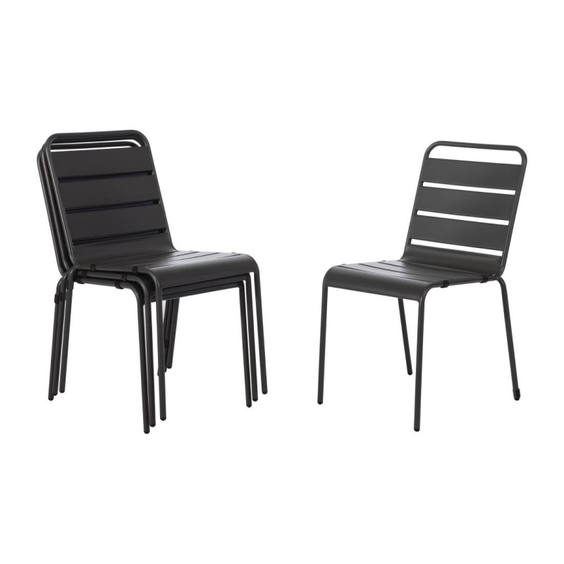 Chaise Empliable à Lattes Grise en Acier - Lot de 4 - Bolero - Fourniresto Chaise Empliable à Lattes Grise en Acier - Lot de 4 - Bolero - Fourniresto