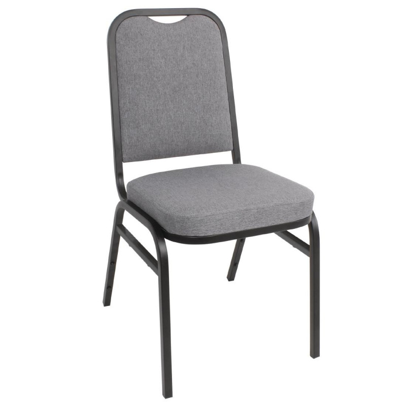 Banketo kėdė su kvadratiniu atlošu ir pilku audiniu - 4 vnt. - Bolero - Fourniresto Banketo kėdė su kvadratiniu atlošu ir pilku audiniu - 4 vnt. - Bolero - Fourniresto