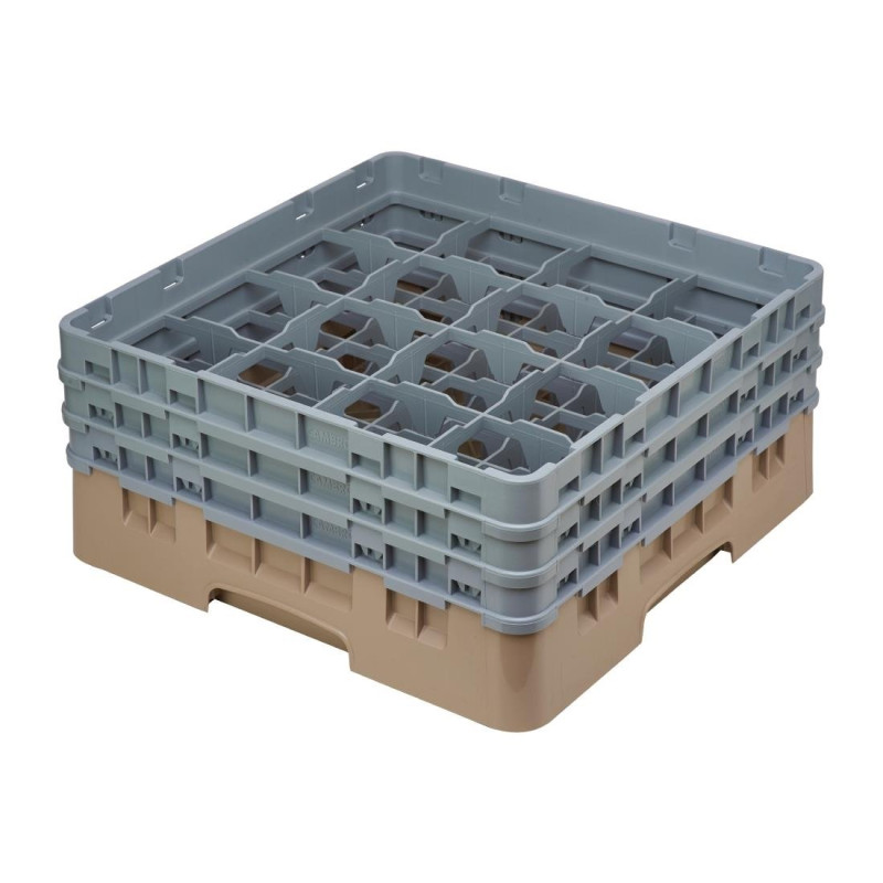 Casier à Verres 16 Compartiments Camrack Beige Hauteur Max 174mm - Cambro - Fourniresto Casier à Verres 16 Compartiments Camrack Beige Hauteur Max 174mm - Cambro - Fourniresto
