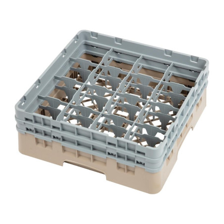 Stiklinių dėklas 16 skyrių Camrack Beige- I 500 x G 500mm - Cambro