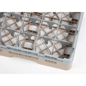 Stiklinių dėklas 25 skyriais Camrack Beige- I 500 x G 500mm - Cambro