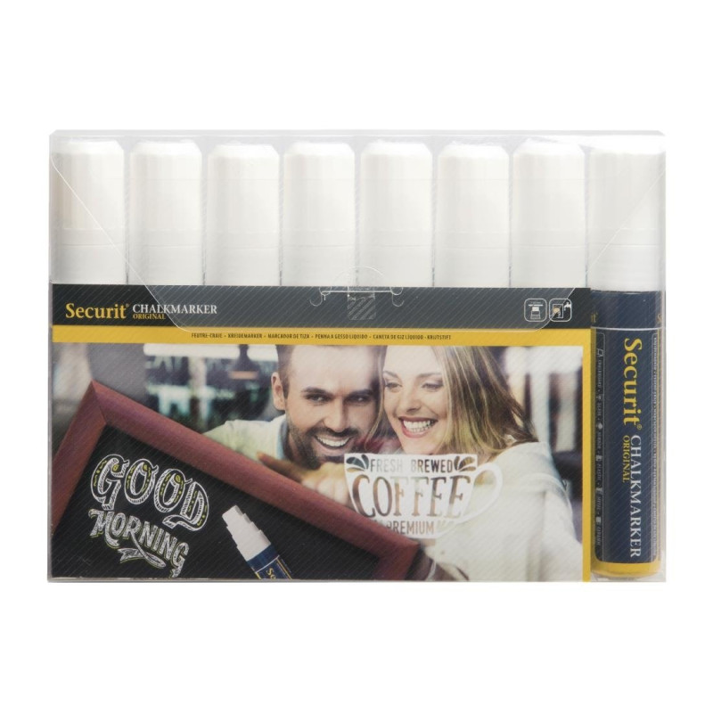 White Erasable Markers - Set of 8 - Securit White Erasable Markers - Set of 8 - Securit