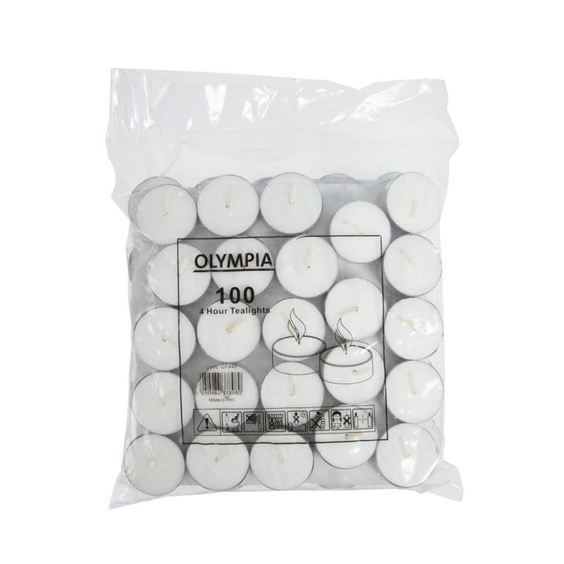 Arbatinės žvakės 4 valandos Ø 40 mm - Rinkinys iš 100 - Olympia
